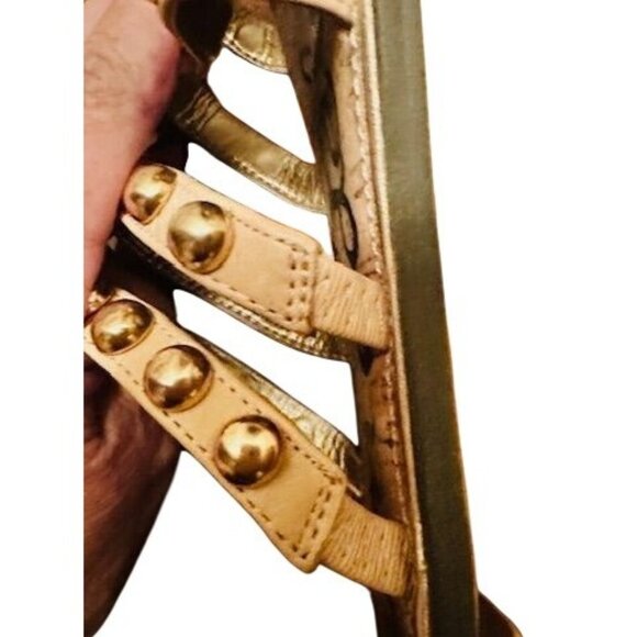 Sam Edelman Women Gold Gladiator Studded Design Slip on Flat Sandals Size 8 - Picture 4 of 5